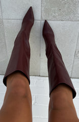Run Away With Me Knee High Boots Burgundy