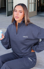 Match Your Words Zip Front Sweater Navy