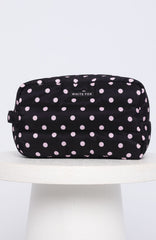 Take A Leap Cosmetic Bag Black/Pink Polka Dot