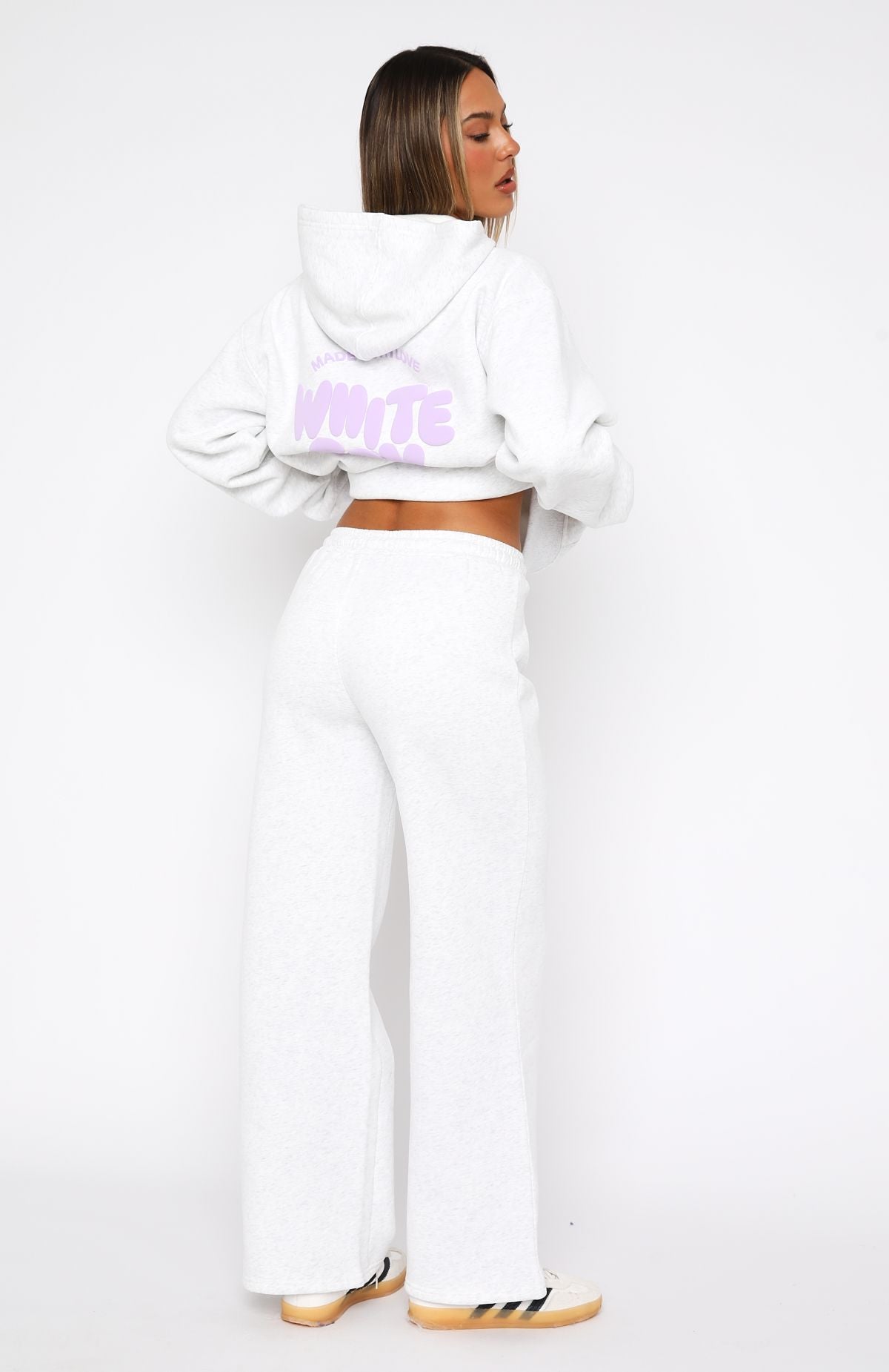 With Love For You Wide Leg Sweatpants Grey Marle