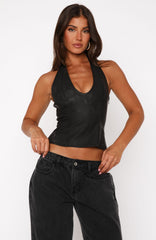 More Than Mine PU Top Black