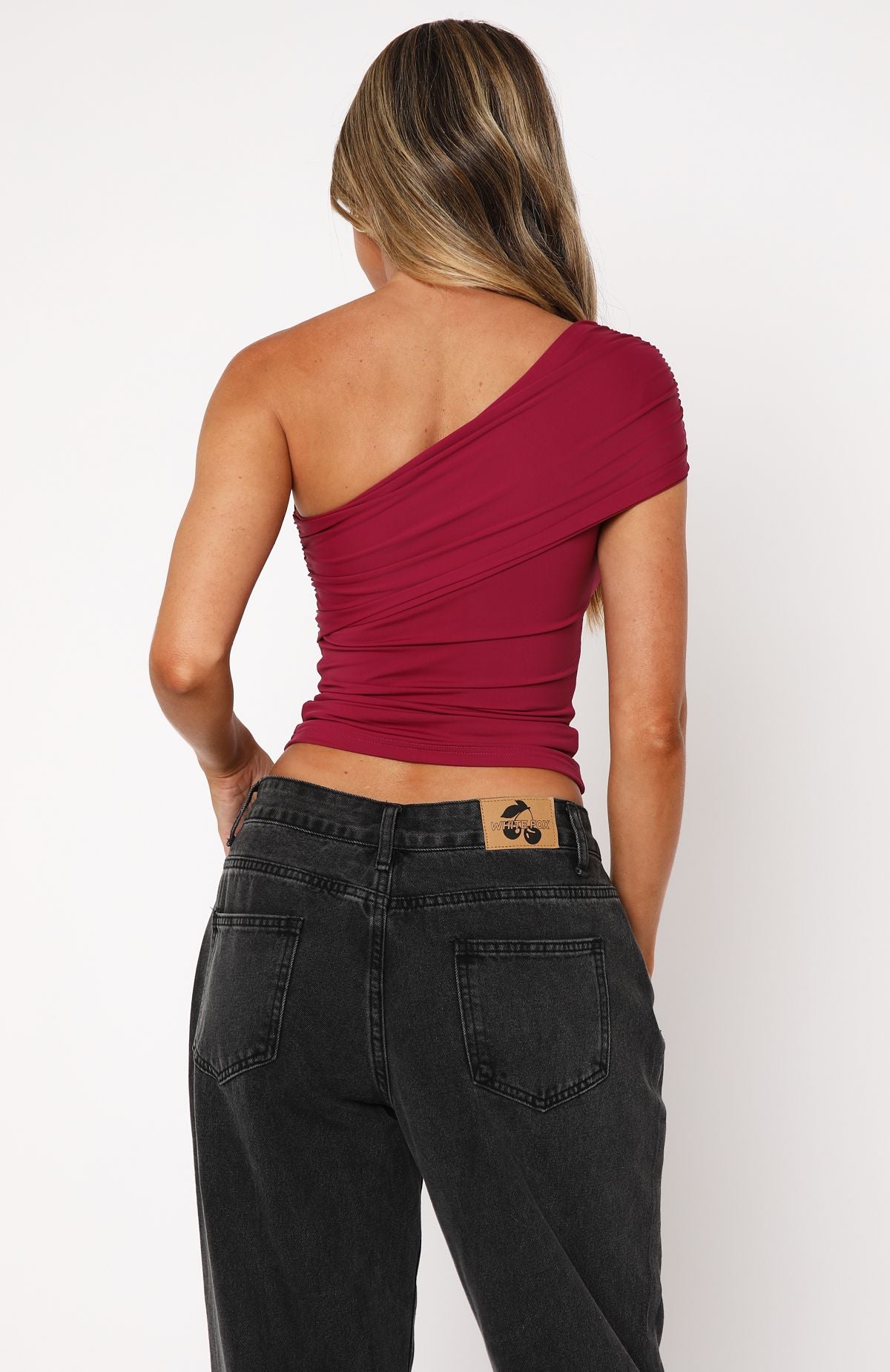 Don't Worry About It One Shoulder Top Berry